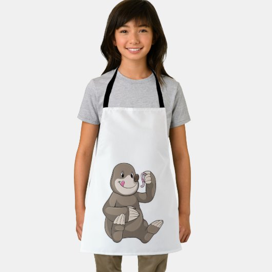 Mole met aardworm schort (Insitu)