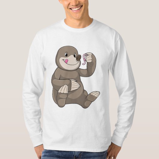 Mole met aardworm t-shirt (Voorkant)