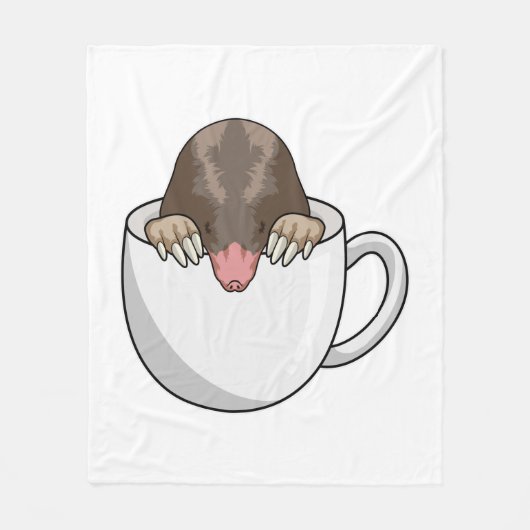 Mole met beker koffie fleece deken (Voorkant)