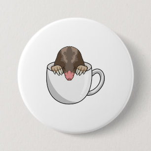 Mole met beker koffie ronde button 7,6 cm