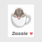 Mole met beker koffie sticker (Vel)