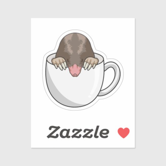 Mole met beker koffie sticker (Vel)