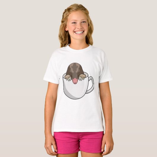 Mole met beker koffie t-shirt (Voorkant volledig)