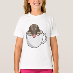 Mole met beker koffie t-shirt