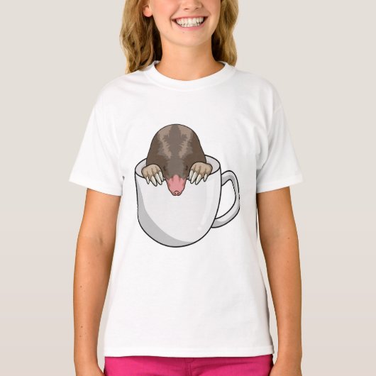 Mole met beker koffie t-shirt (Voorkant)