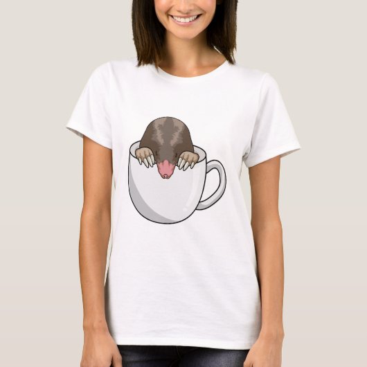 Mole met beker koffie t-shirt (Voorkant)