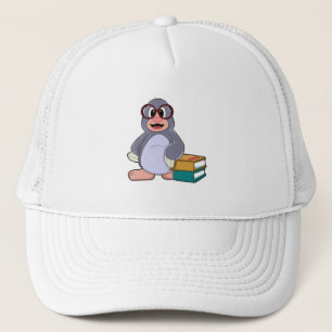 Mole met bril en boeken trucker pet