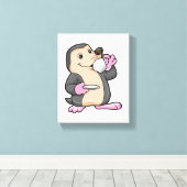 Mole met Cup Koffie & saucer Canvas Afdruk (Insitu (Houten vloer))