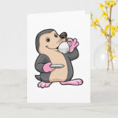 Mole met Cup Koffie & saucer Kaart (Gele Bloem)