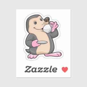 Mole met Cup Koffie & saucer Sticker