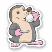 Mole met Cup Koffie & saucer Sticker (Voorkant)