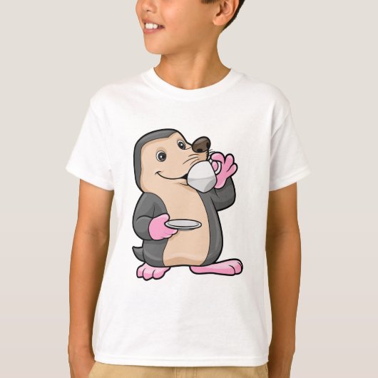 Mole met Cup Koffie & saucer T-shirt (Voorkant)
