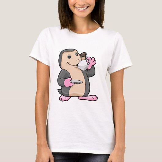 Mole met Cup Koffie & saucer T-shirt (Voorkant)