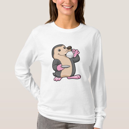 Mole met Cup Koffie & saucer T-shirt (Voorkant)