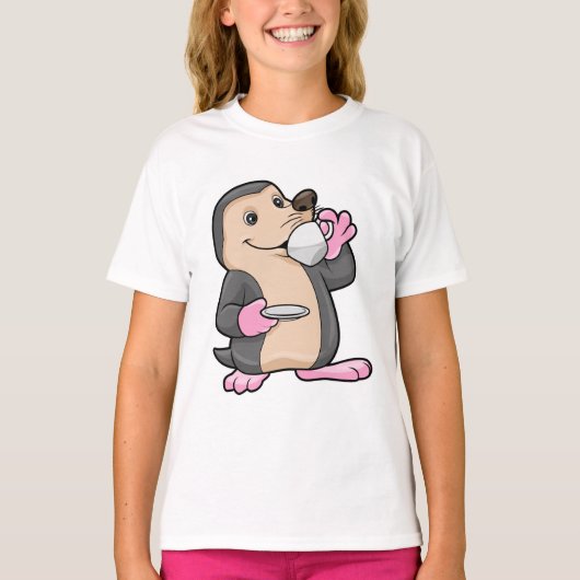 Mole met Cup Koffie & saucer T-shirt (Voorkant)