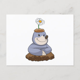 Mole met Daisy Flower Briefkaart