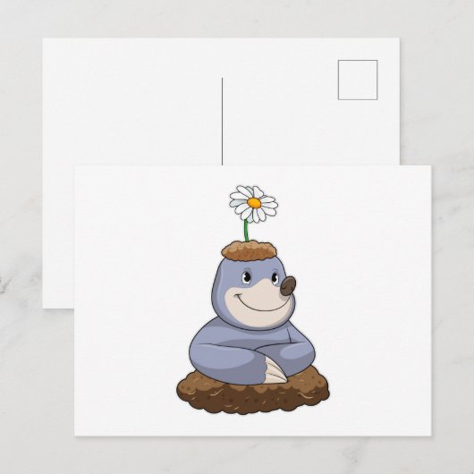 Mole met Daisy Flower Briefkaart (Voorkant / Achterkant)
