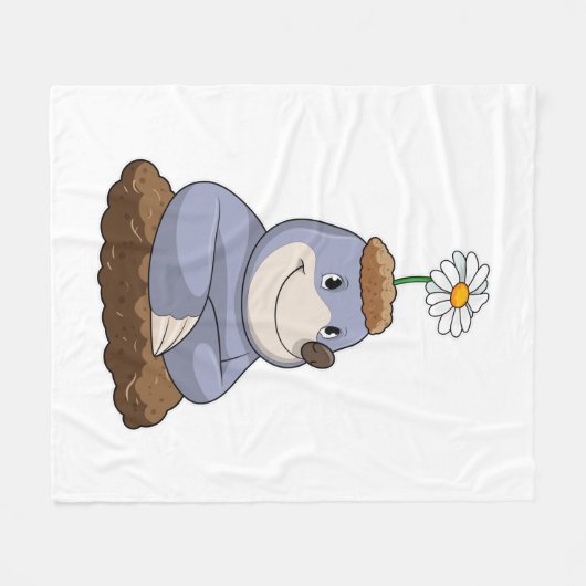 Mole met Daisy Flower Fleece Deken (Voorkant (Horizontaal))