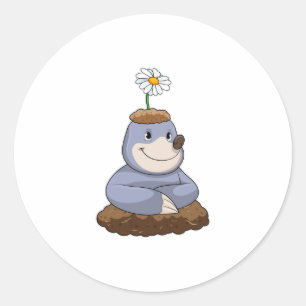 Mole met Daisy Flower Ronde Sticker