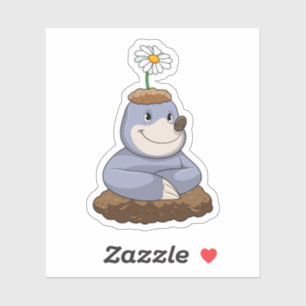 Mole met Daisy Flower Sticker