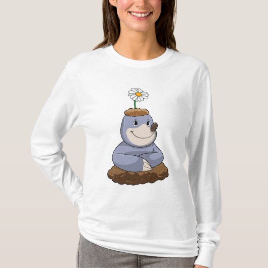 Mole met Daisy Flower T-shirt (Voorkant)
