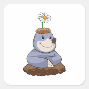 Mole met Daisy Flower Vierkante Sticker