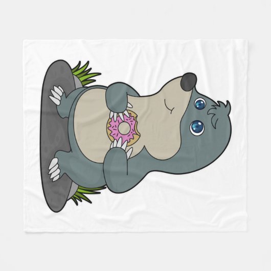 Mole met Donut Fleece Deken (Voorkant (Horizontaal))