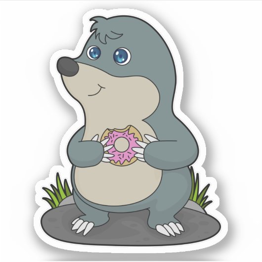 Mole met Donut Sticker (Voorkant)
