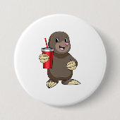 Mole met Drink mok Ronde Button 7,6 Cm (Voorkant)