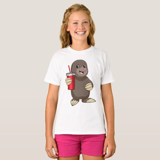 Mole met Drink mok T-shirt (Voorkant volledig)
