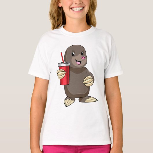 Mole met Drink mok T-shirt (Voorkant)