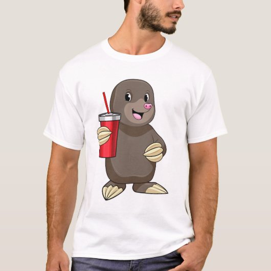 Mole met Drink mok T-shirt (Voorkant)