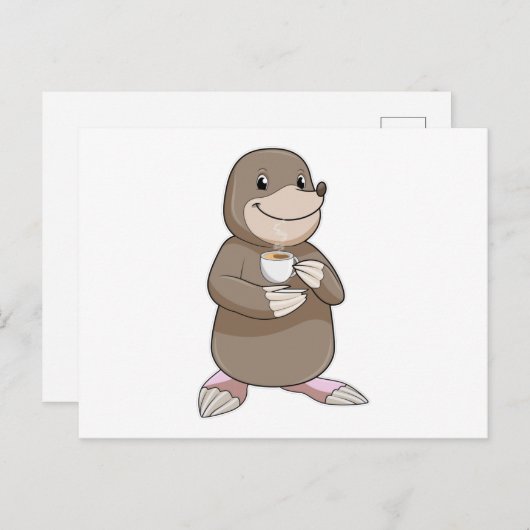 Mole met koffiebeker briefkaart (Voorkant / Achterkant)