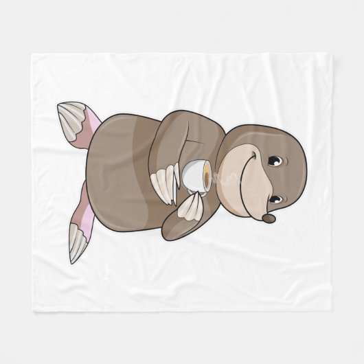 Mole met koffiebeker fleece deken (Voorkant (Horizontaal))