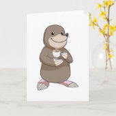 Mole met koffiebeker kaart (Gele Bloem)