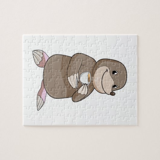 Mole met koffiebeker legpuzzel (Horizontaal)
