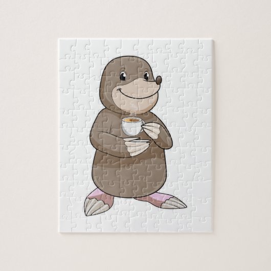 Mole met koffiebeker legpuzzel (Verticaal)