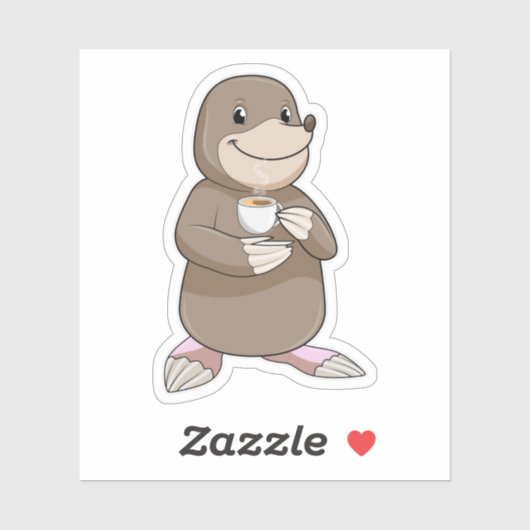 Mole met koffiebeker sticker (Vel)