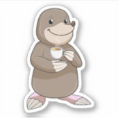 Mole met koffiebeker sticker (Voorkant)