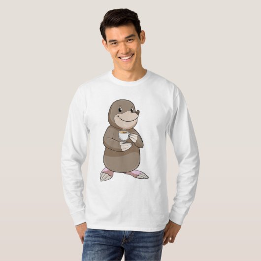 Mole met koffiebeker t-shirt (Voorkant volledig)