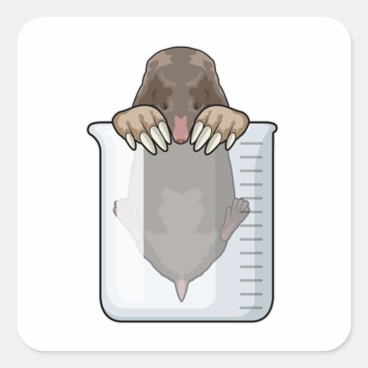 Mole met maatbekertje vierkante sticker (Voorkant)