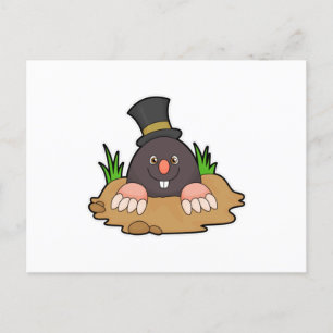 Mole met Molehill en Pet Briefkaart