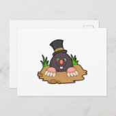 Mole met Molehill en Pet Briefkaart (Voorkant / Achterkant)