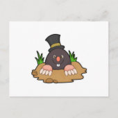 Mole met Molehill en Pet Briefkaart (Voorkant)