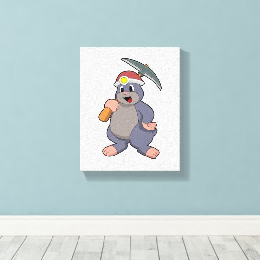 Mole met Pickaxe Canvas Afdruk (Insitu (Houten vloer))