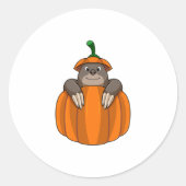 Mole met pompoen ronde sticker (Voorkant)