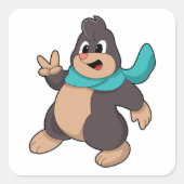 Mole met Scarf Vierkante Sticker (Voorkant)