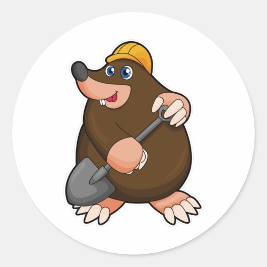 Mole met schittering en hard pet ronde sticker (Voorkant)