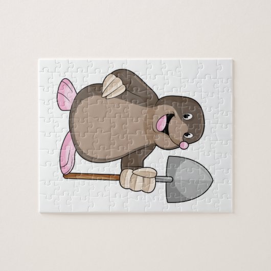 Mole met schoppen legpuzzel (Horizontaal)