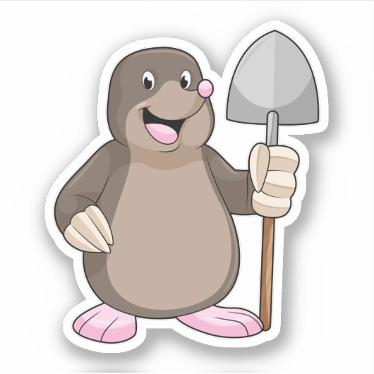 Mole met schoppen sticker (Voorkant)